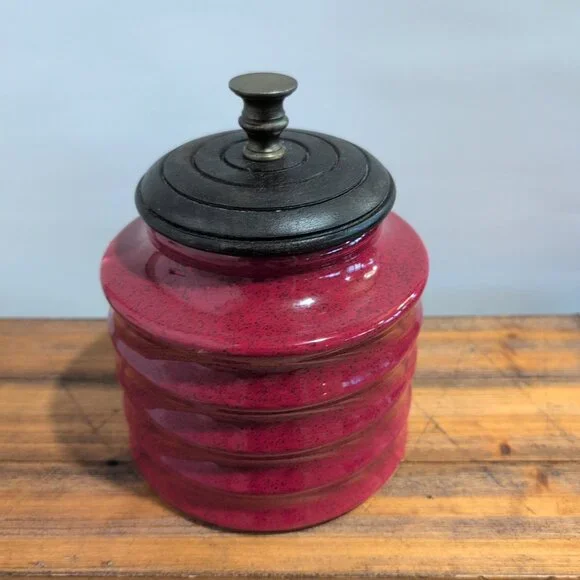 Pier One Red Canister Jar With Lid 5" Tall Replacement Vase - Picture 2 of 9